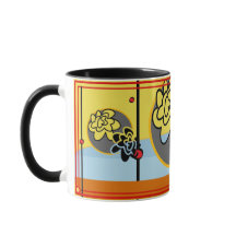 Freundliches blaues gelbes Streifenrot der