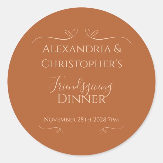 Freundliches Dinner Chic Elegante Runder Aufkleber (Vorderseite)
