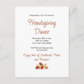 Freundliches Dinner Erntedank Elegantes Foliage Einladungspostkarte (Vorderseite)