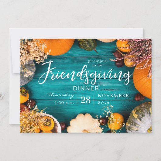Freundliches Dinner Fest Blue Pumpkin Einladung (Vorderseite)