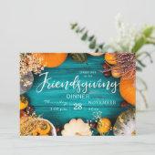 Freundliches Dinner Fest Blue Pumpkin Einladung (Stehend Vorderseite)