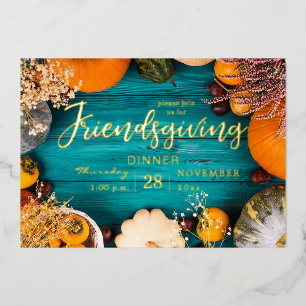 Freundliches Dinner Fest Blue Pumpkin Folieneinladung
