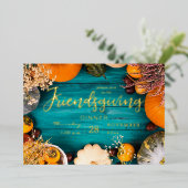 Freundliches Dinner Fest Blue Pumpkin Folieneinladung (Stehend vorne)