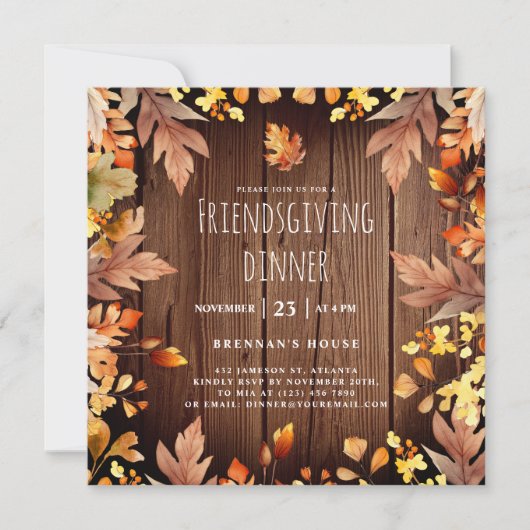 Freundliches Dinner Rustikales Erntedank Party Einladung (Vorderseite)