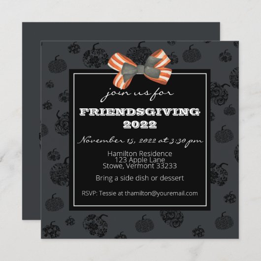 Freundliches Erntedank Abendessen Herbst Florenz Einladung (Vorne/Hinten)