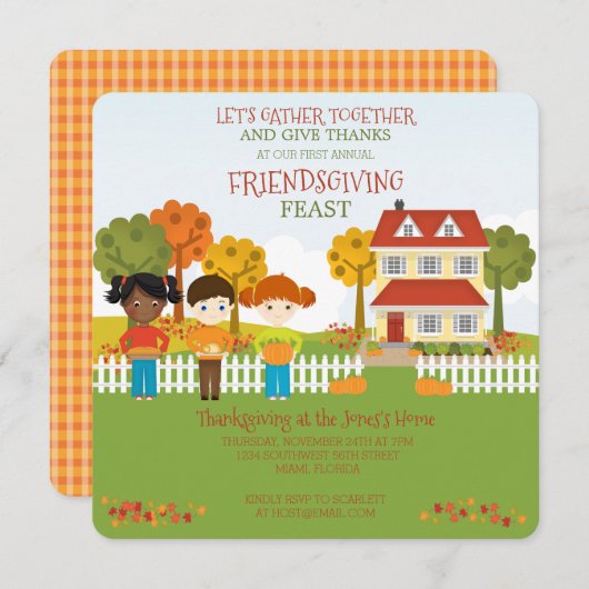 Freundliches Erntedank Einladung (Vorne/Hinten)