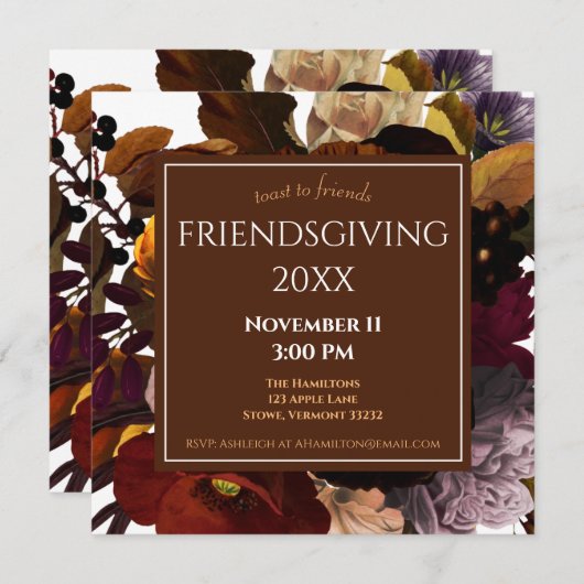 Freundliches Erntedank - Einladung (Vorne/Hinten)