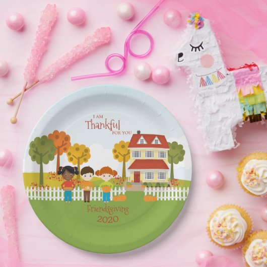 Freundliches Erntedank Pappteller (Party)