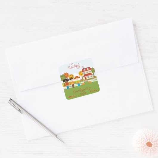 Freundliches Erntedank Quadratischer Aufkleber (Umschlag)