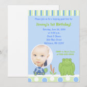 Freundliches Frog & Schildkröte Foto Einladung zum (Vorne/Hinten)