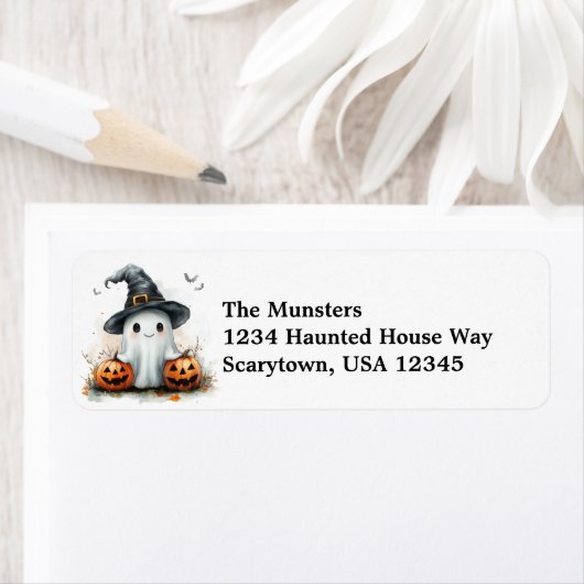 Freundliches Ghost Black Witch's Hat & Bats Hallow (Insitu)