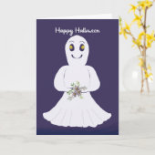 Freundliches Ghost Halloween für Kinder Karte (Gelbe Blume)