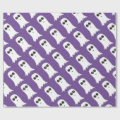 Freundliches Ghost mit lila Hintergrund Geschenkpapier (Flach)