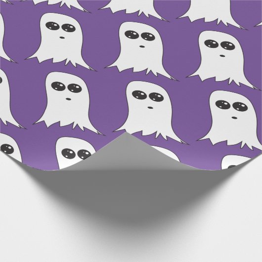Freundliches Ghost mit lila Hintergrund Geschenkpapier (Ecke)