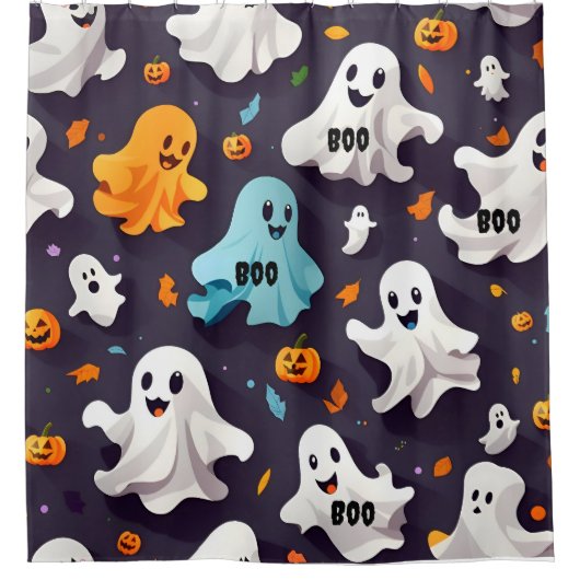 Freundliches Ghosts Fall Bad Dekoration Duschvorhang (Vorderseite)