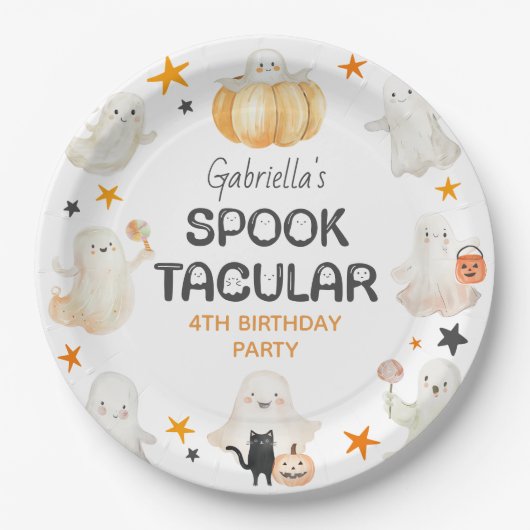 Freundliches Ghosts Spooktacular Kindergeburtstag Pappteller (Vorderseite)