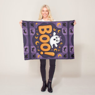Freundliches Halloween Quilt, Fleece Blanket - Boo