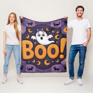 Freundliches Halloween Quilt, Fleece Blanket - Boo