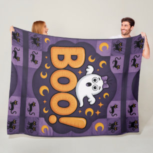 Freundliches Halloween Quilt, Fleece Blanket - Boo