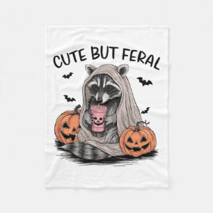 Freundliches Halloween-Raccoon mit Pumpkins-Fleder Fleecedecke