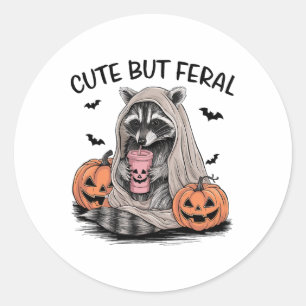 Freundliches Halloween-Raccoon mit Pumpkins-Fleder Runder Aufkleber
