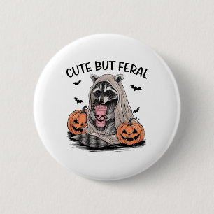 Freundliches Halloween-Raccoon mit Pumpkins Ts - N Button