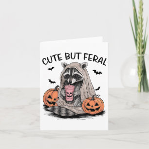 Freundliches Halloween-Raccoon mit Pumpkins Ts - N Karte