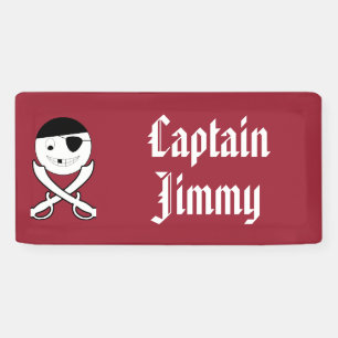 Freundliches Lächeln Pirate mit Crossed Schwerter Banner