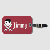 Freundliches Lächeln Pirate mit Crossed Schwerter  Gepäckanhänger (Vorderseite (Horizontal))