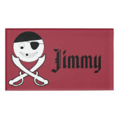 Freundliches Lächeln Pirate mit Crossed Schwerter Namenschild (Vorderseite)