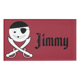 Freundliches Lächeln Pirate mit Crossed Schwerter Namenschild