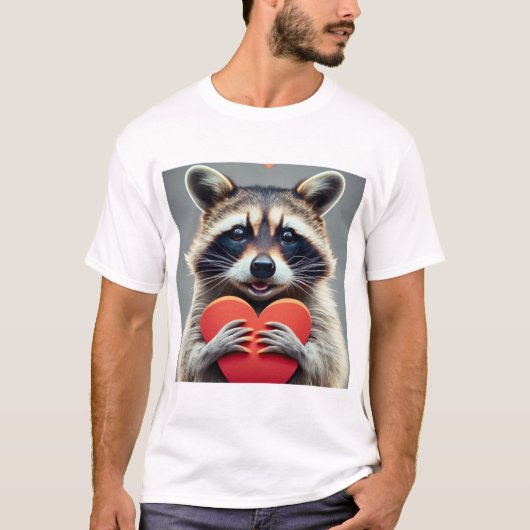 Freundliches Raccoon mit Herz T-Shirt (Vorderseite)