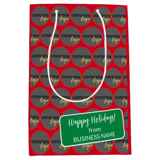 FREUNDLICHES URLAUB ROTES GRÜNES GESCHÄFTSLOGO BRA MITTLERE GESCHENKTÜTE (Vorderseite)