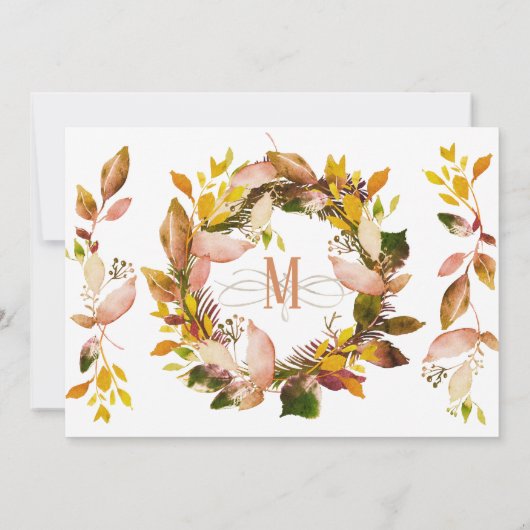 Freundliches Wasserfarben - Botanische Blätter im Einladung (Rückseite)