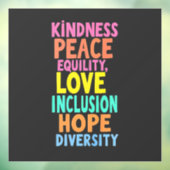 Freundlichkeit Frieden Gleichheit Liebe Inklusion Fensteraufkleber (Blatt 3)