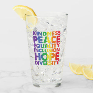 Freundlichkeit Frieden Gleichheit Liebe Inklusion Glas