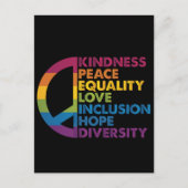 Freundlichkeit Frieden Gleichheit Liebe Inklusion Postkarte (Vorderseite)