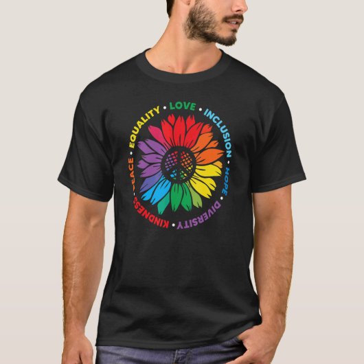 Freundlichkeit Frieden Gleichheit Liebe Inklusion T-Shirt (Vorderseite)
