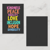 Freundlichkeit Frieden Gleichheit Liebe Inklusion  Visitenkarte (Vorne/Hinten)