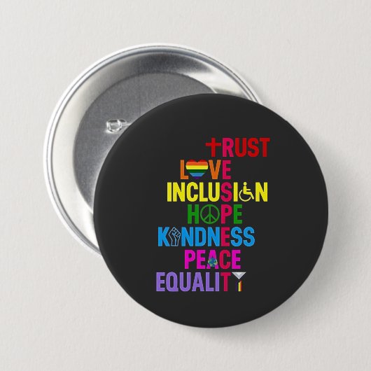 Freundlichkeit Frieden Gleichstellung Liebe Inklus Button (Vorne & Hinten)