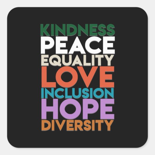 Freundlichkeit Frieden Unterstützung Erde Weltfrie Quadratischer Aufkleber (Vorderseite)