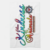 Freundlichkeit gegenüber Tieren Rainbow Typografie Geschirrtuch (Vertikal)
