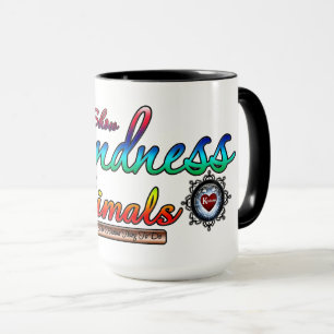 Freundlichkeit gegenüber Tieren Rainbow Typografie Tasse