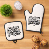 "Freundlichkeit ist frei, gib es weg" Ofenhandschuh & Topflappen-Set (Oben Unten)