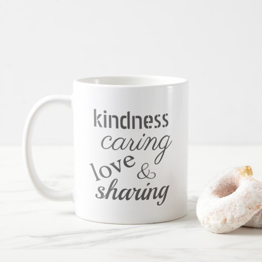 Freundlichkeit Liebe Grau Aufblühen Positiv Kaffeetasse (Mit Donut)