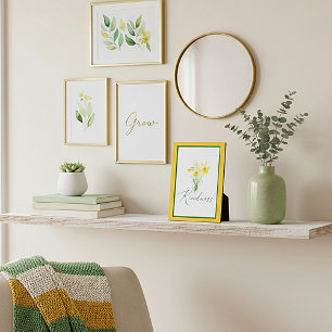 Freundlichkeit Wasserfarbe Osterglocken Schild Fotoplatte