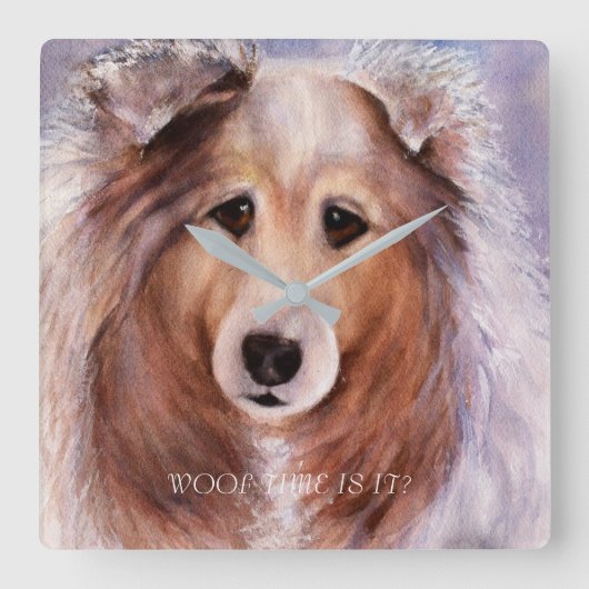 FREUNDLY GOLDEN COLLIE QUADRATISCHE WANDUHR (Vorderseite)