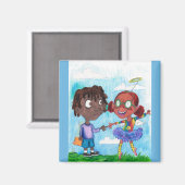 Freundschaft 2 Zoll Square Magnet (Vorderseite/Rückseite)