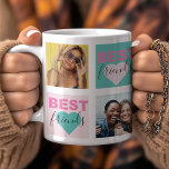 Freundschaft BESTE FREUNDIN Foto Collage Herz Kaffeetasse<br><div class="desc">Fügen Sie Ihre Lieblings-Fotos zu dieser lustigen und lebendigen quadratischen Vorlage hinzu, perfekt für Instagram-Bilder und einfach hochzuladen. Mit abwechselnd aquamarinen und rosa Herzakzenten und spielerischem "Best Friend"-Text schafft dieses Design einen fröhlichen und personalisierten Sake. Ideal, um Ihre besondere Bindung zu feiern, ist es eine durchdachte Art, ein einzigartiges Geschenk...</div>