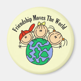 Freundschaft bewegt die Welt T-Shirts und Geschenk Magnet